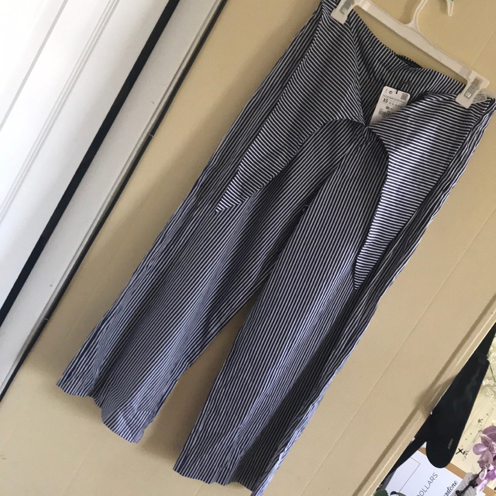Blue/White striped wide leg pants